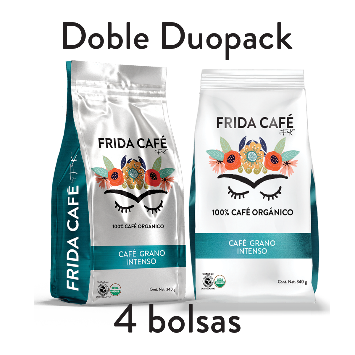 DOBLE DUOPACK CON 4 BOLSAS DE CAFÉ FRIDA 340GR C/U