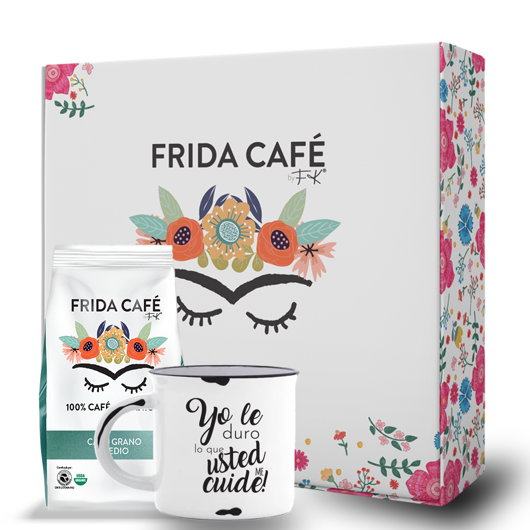 CAJA DELUXE CON BOLSA DE CAFÉ FRIDA 340GR + TAZA