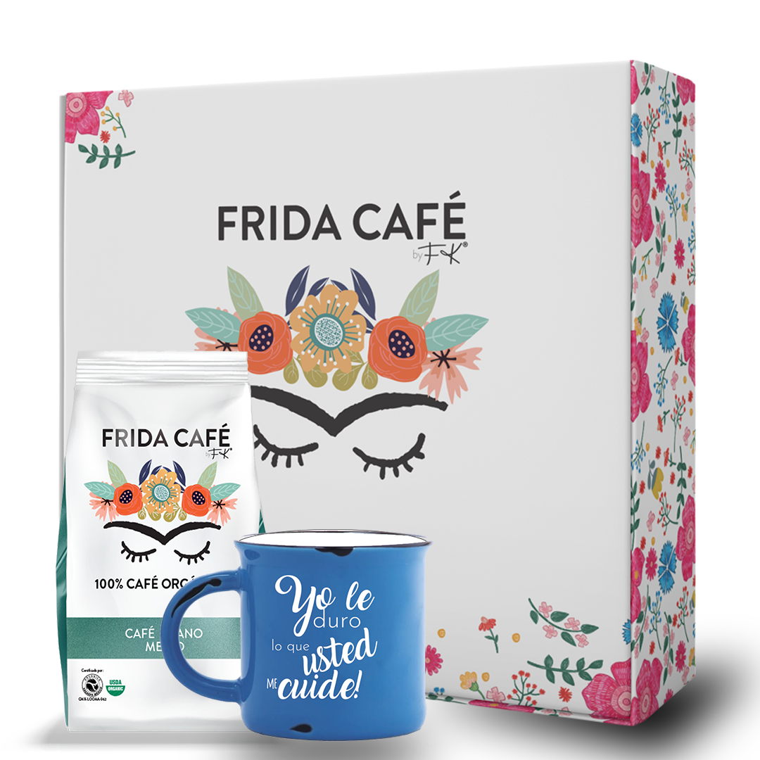CAJA DELUXE CON BOLSA DE CAFÉ FRIDA 340GR + TAZA