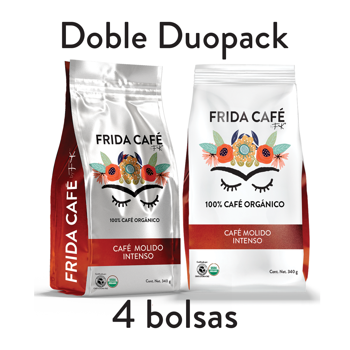 DOBLE DUOPACK CON 4 BOLSAS DE CAFÉ FRIDA 340GR C/U