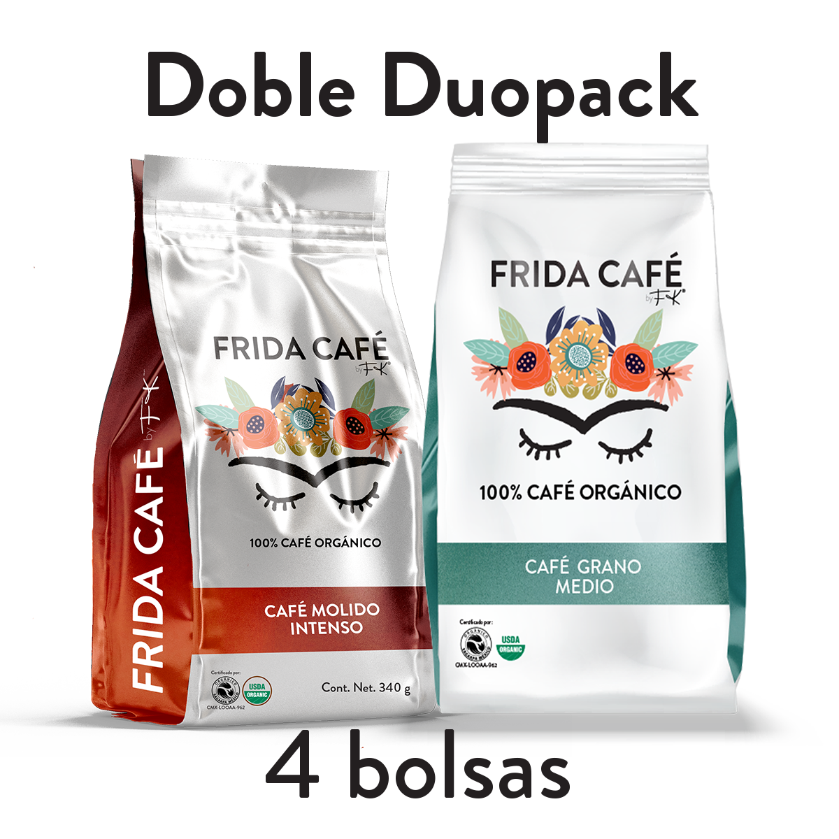 DOBLE DUOPACK CON 4 BOLSAS DE CAFÉ FRIDA 340GR C/U