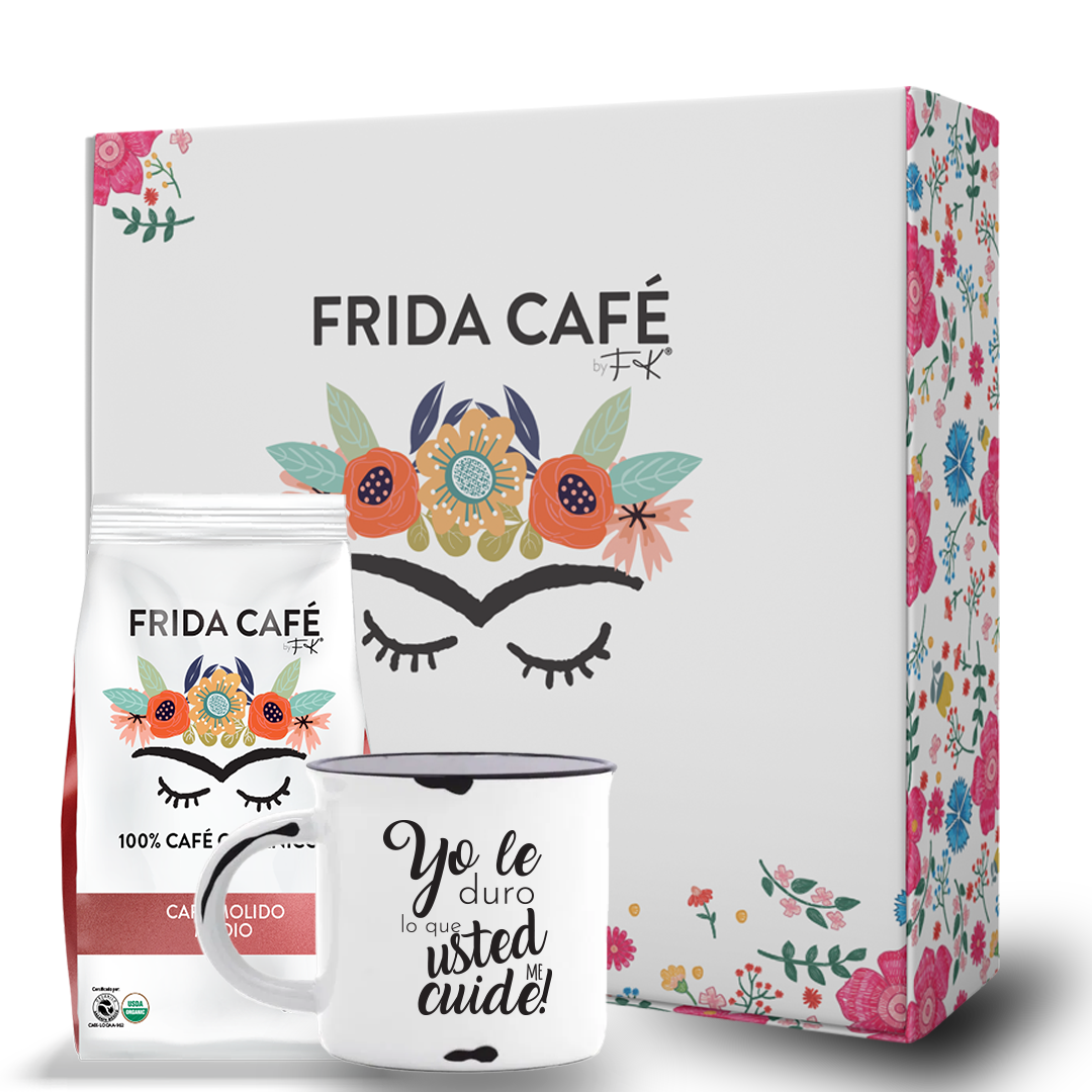 CAJA DELUXE CON BOLSA DE CAFÉ FRIDA 340GR + TAZA