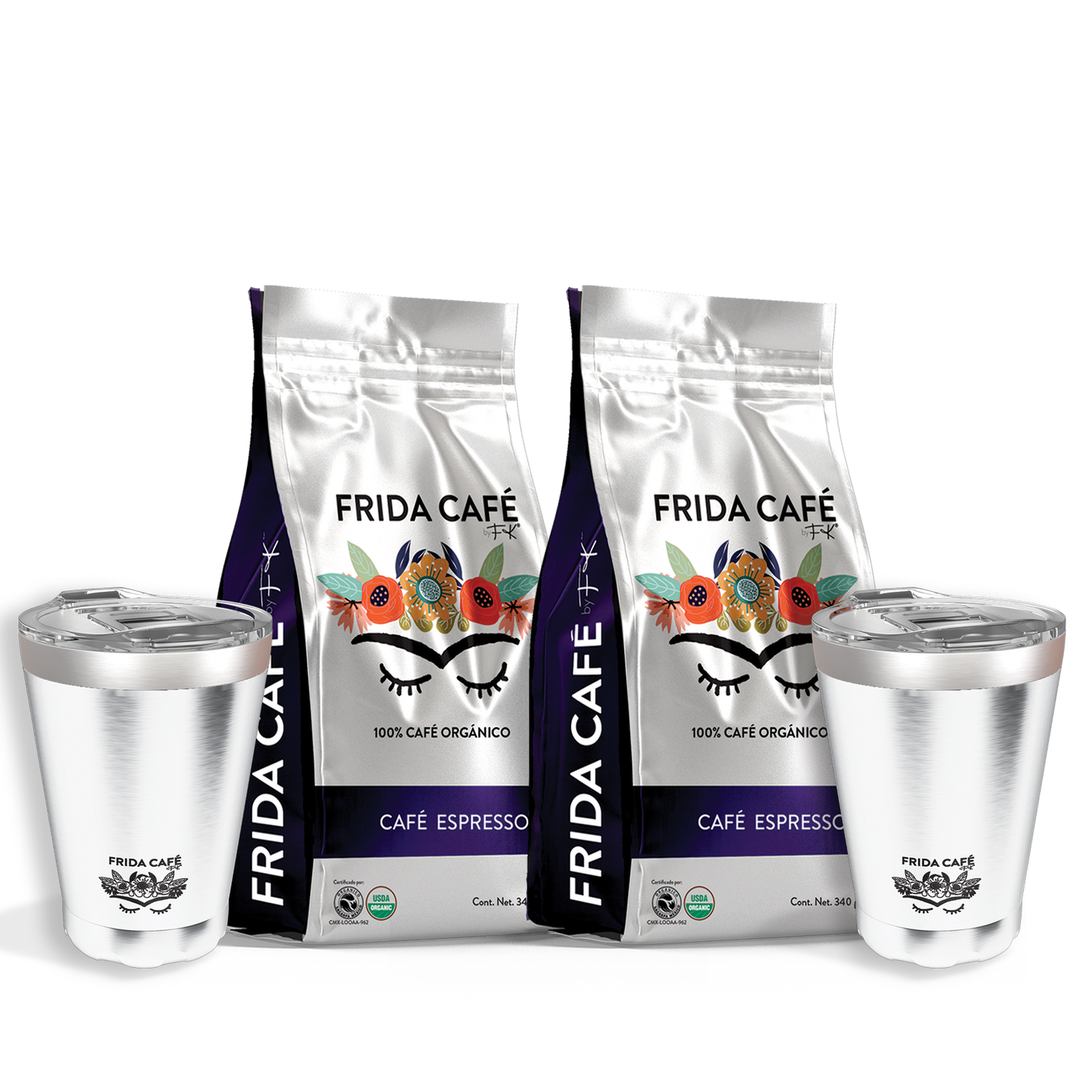 DOBLE DUOPACK CON 2 BOLSA DE CAFÉ FRIDA 340GR + 2 TERMOS