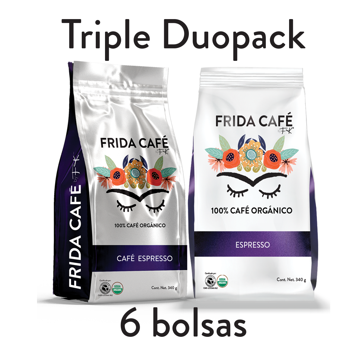 TRIPLE DUOPACK CON 6 BOLSAS DE CAFÉ FRIDA 340GR C/U