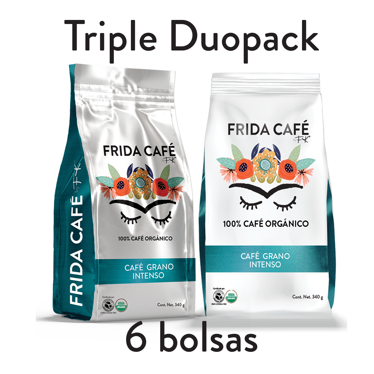 TRIPLE DUOPACK CON 6 BOLSAS DE CAFÉ FRIDA 340GR C/U