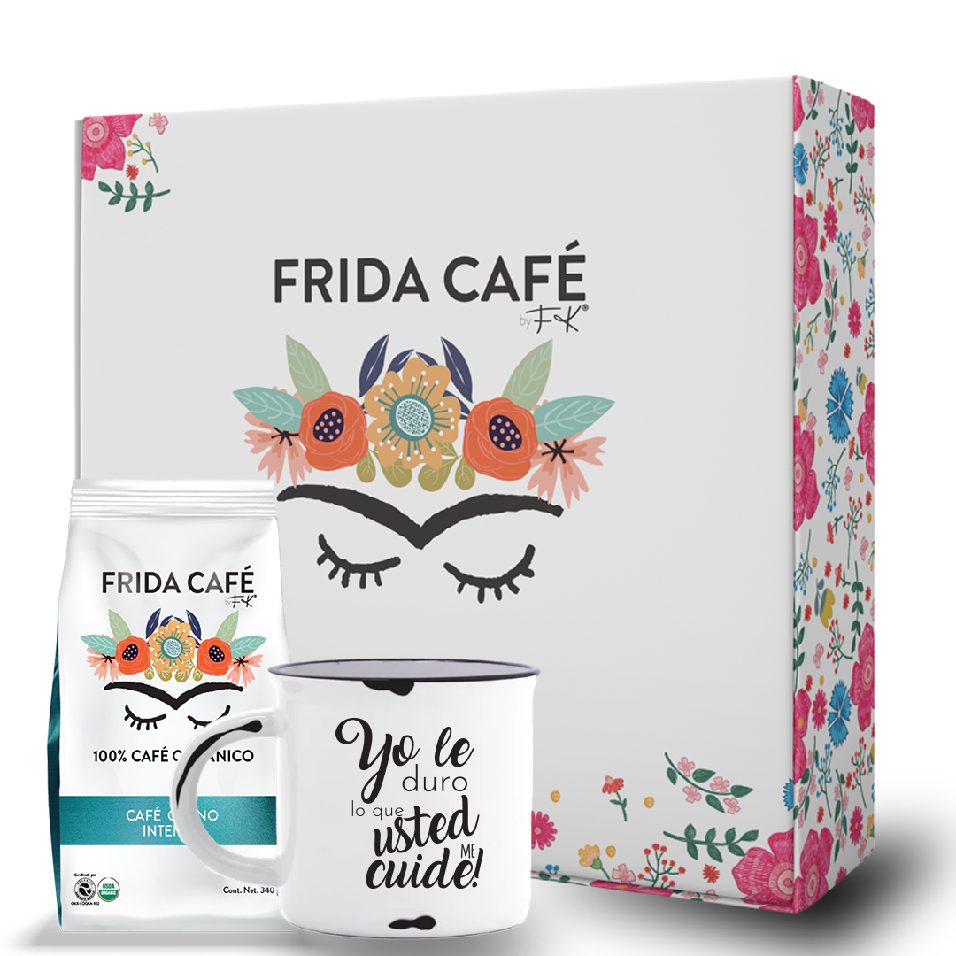 CAJA DELUXE CON BOLSA DE CAFÉ FRIDA 340GR + TAZA