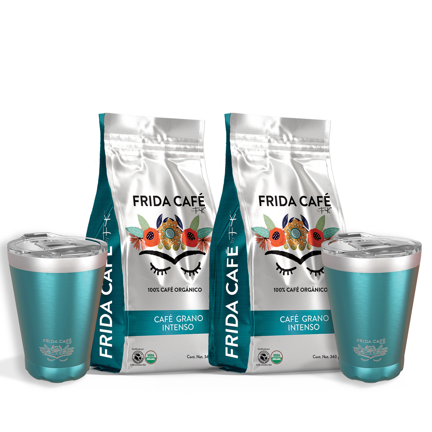 DOBLE DUOPACK CON 2 BOLSA DE CAFÉ FRIDA 340GR + 2 TERMOS