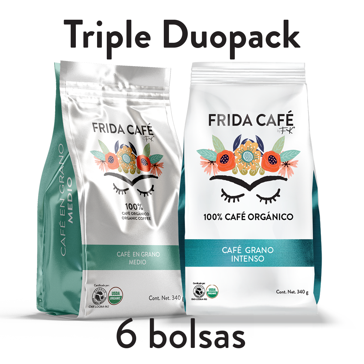 TRIPLE DUOPACK CON 6 BOLSAS DE CAFÉ FRIDA 340GR C/U