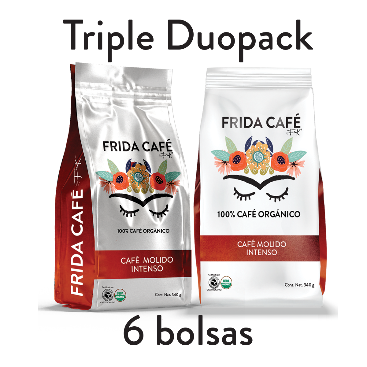 TRIPLE DUOPACK CON 6 BOLSAS DE CAFÉ FRIDA 340GR C/U