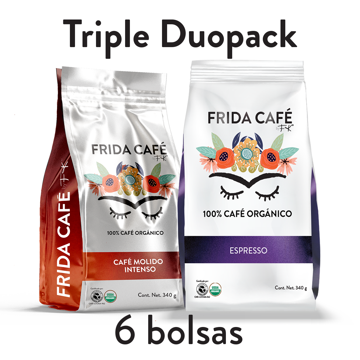 TRIPLE DUOPACK CON 6 BOLSAS DE CAFÉ FRIDA 340GR C/U