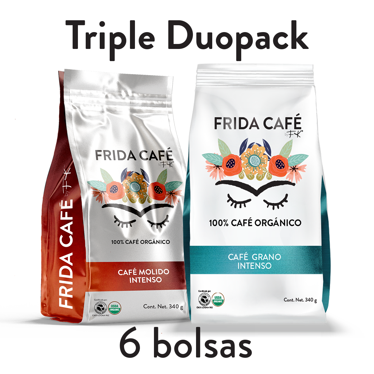 TRIPLE DUOPACK CON 6 BOLSAS DE CAFÉ FRIDA 340GR C/U