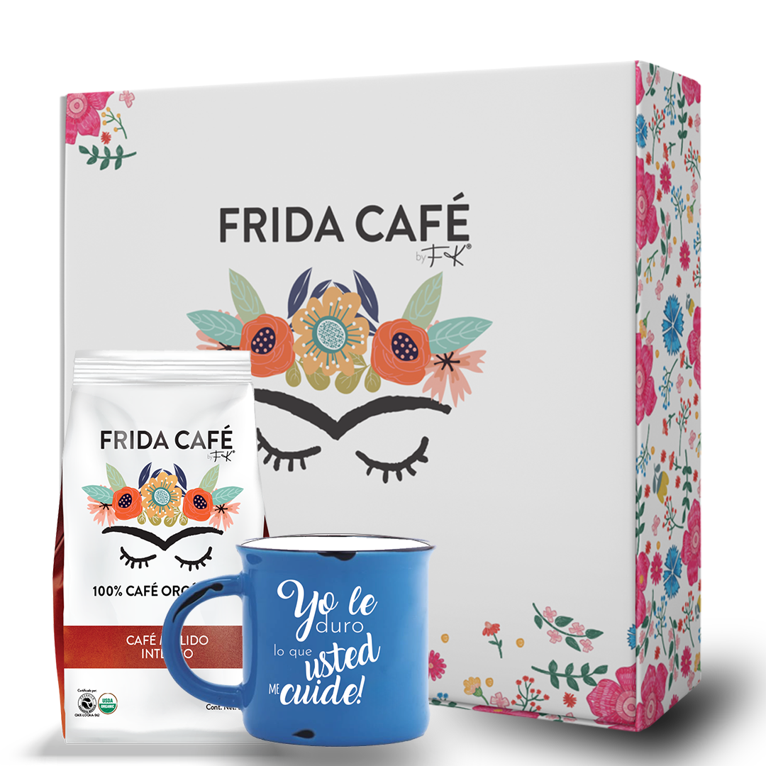 CAJA DELUXE CON BOLSA DE CAFÉ FRIDA 340GR + TAZA