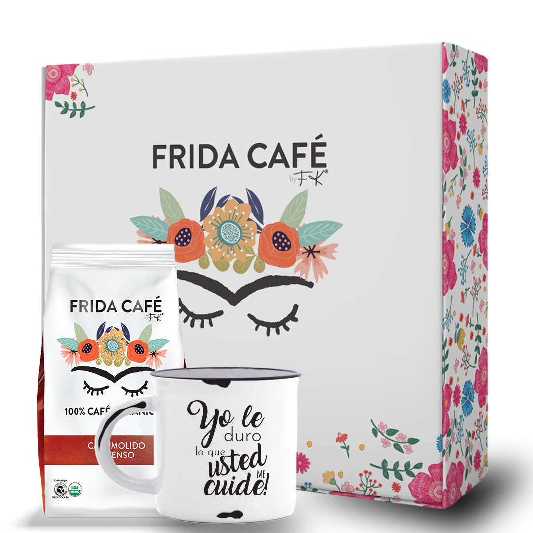 CAJA DELUXE CON BOLSA DE CAFÉ FRIDA 340GR + TAZA