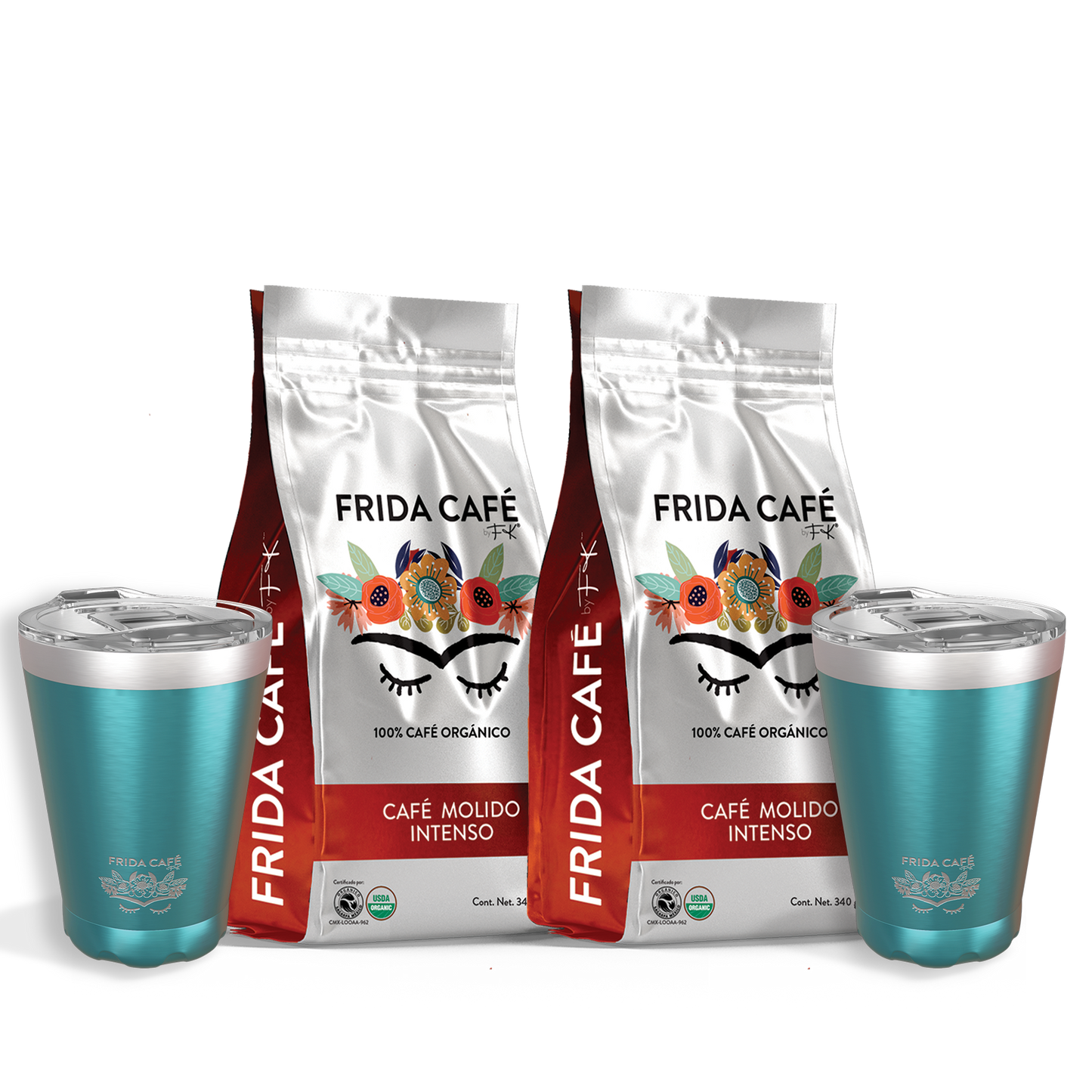 DOBLE DUOPACK CON 2 BOLSA DE CAFÉ FRIDA 340GR + 2 TERMOS