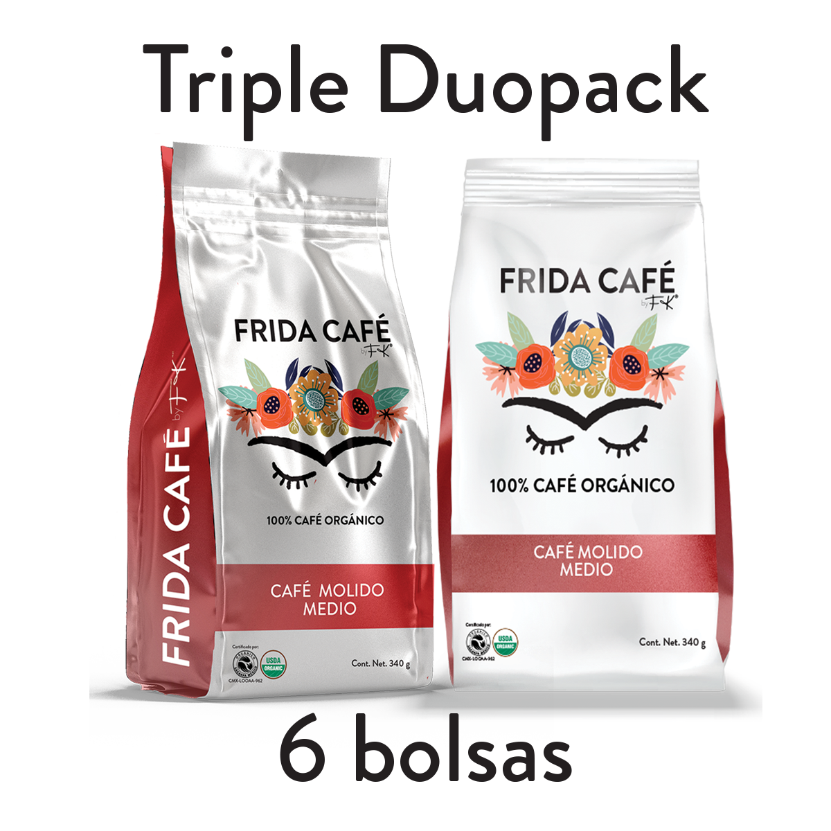 TRIPLE DUOPACK CON 6 BOLSAS DE CAFÉ FRIDA 340GR C/U